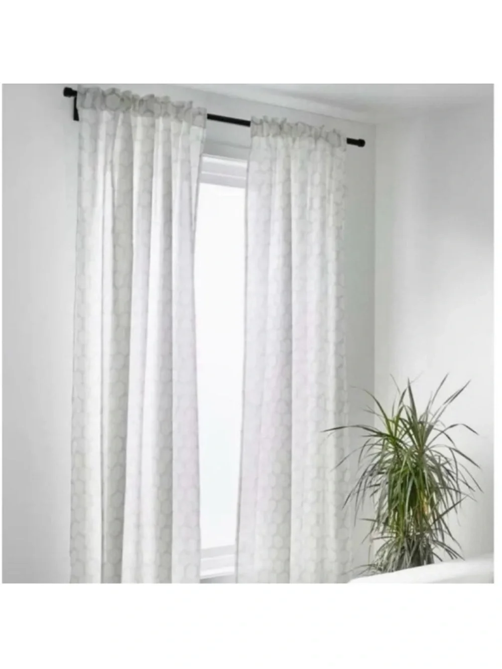IKEA Flong Curtains White with light gray 57